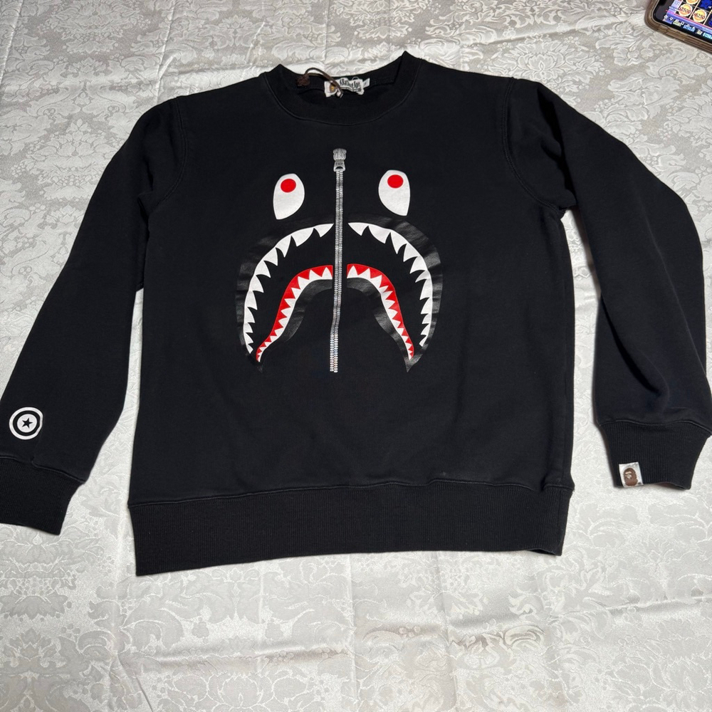 Men's BAPE Black Shark Full Zip Sweatshirt M #123